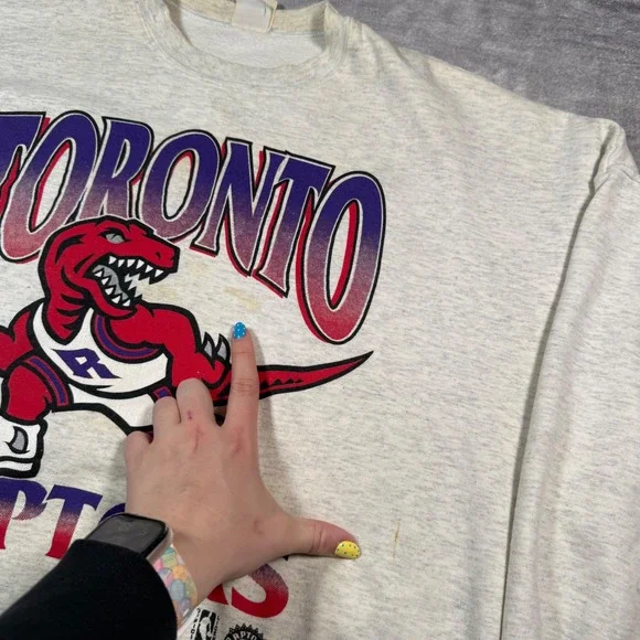Toronto Raptors Sweatshirt Mens XL Grey Vintage 90s Ravens Athletic NBA Crewneck - Picture 5 of 15
